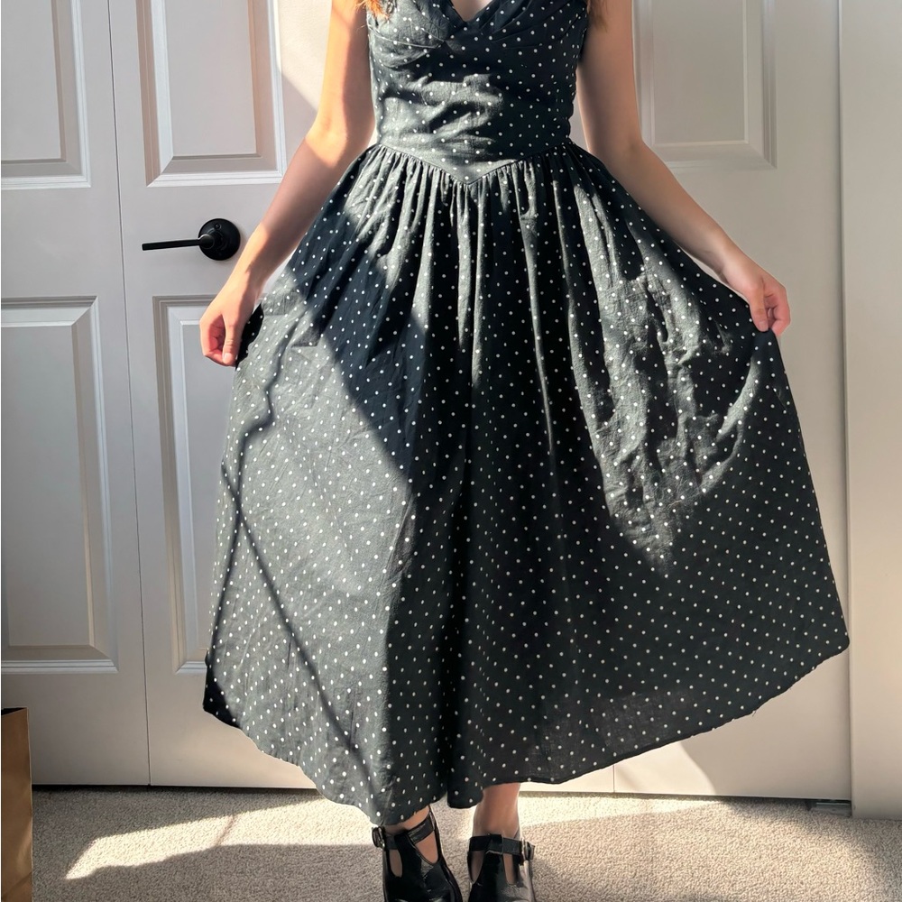 My Michelle Black and White Polka Dot Midi Dress